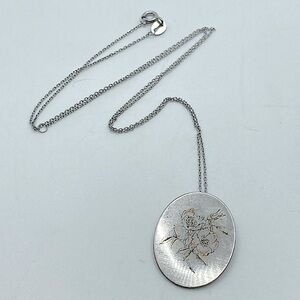 REED & Barton Damascene Oval Pendant on 925 Chain 18” & 1”